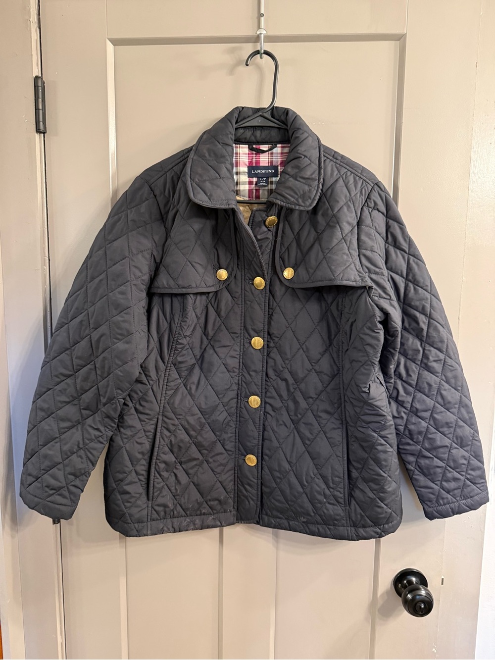 Lands End Black Quilted Jacket